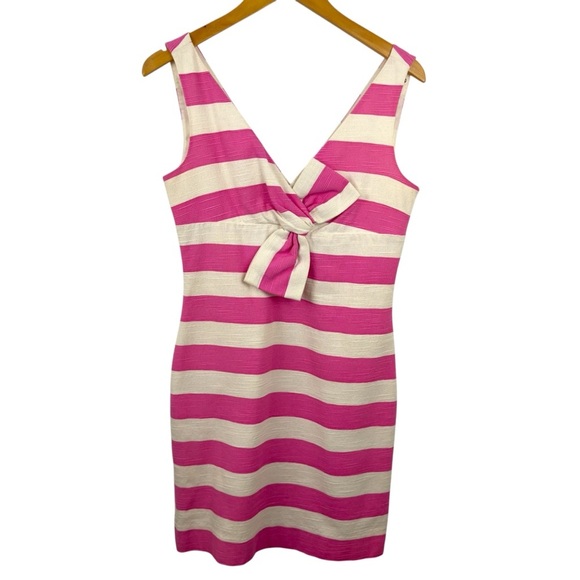 Kate Spade Pretty in Pink Silverscreen Sheath above Knee Dress Bow Accent Size 6 - Picture 2 of 16